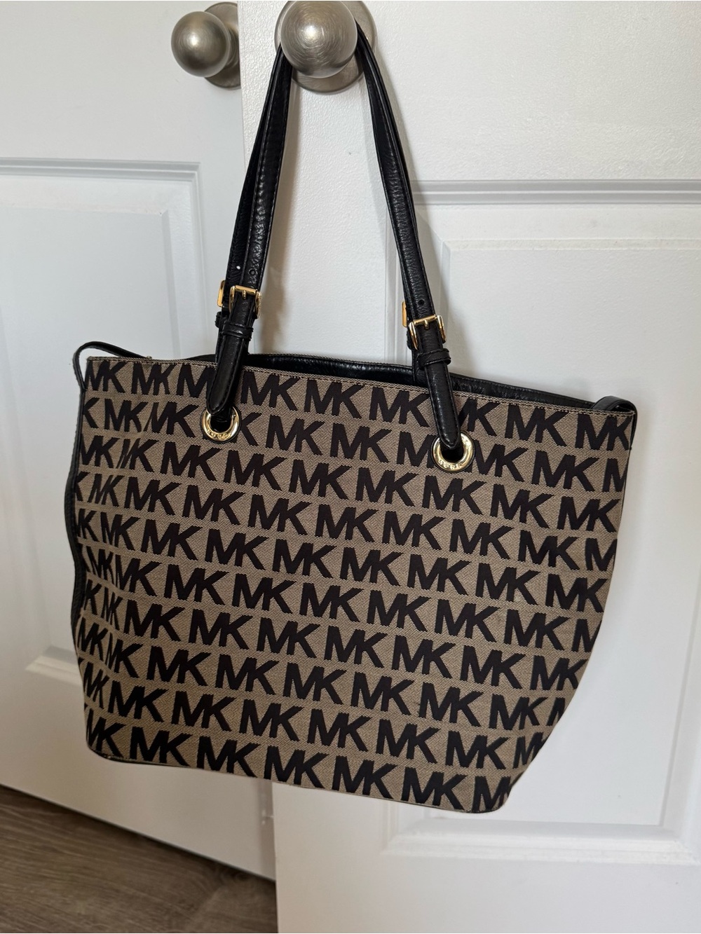 Michael Kors Brown and Black MK Logo Tote